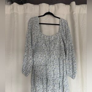 Blue Floral Peasant Style Dress